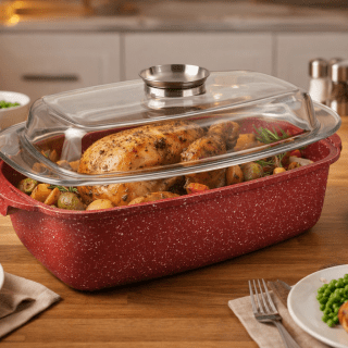 Пекач со стаклен огноотпорен капак роастер мк 32см32см BR38