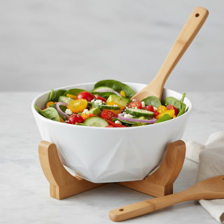 Чинии за салата керамички со прибор od бамбус BR2407 za salata